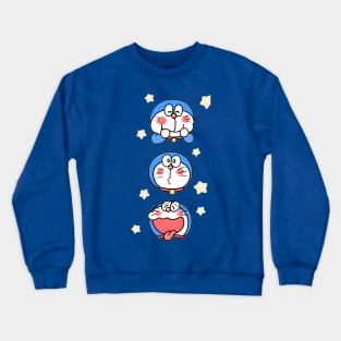 doraemon happy eat dorayaki Crewneck Sweatshirt